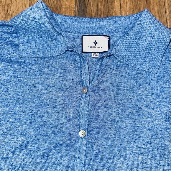 Tuckernuck Clayton Womens Blue Size XL/XXL Knit‎ Linen Blend Casual Blouse - Picture 3 of 8